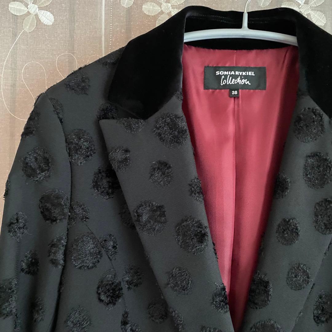 ソニアリキエル♡パーティコートスプリングコート　黒ブラックM 38 ベルベット