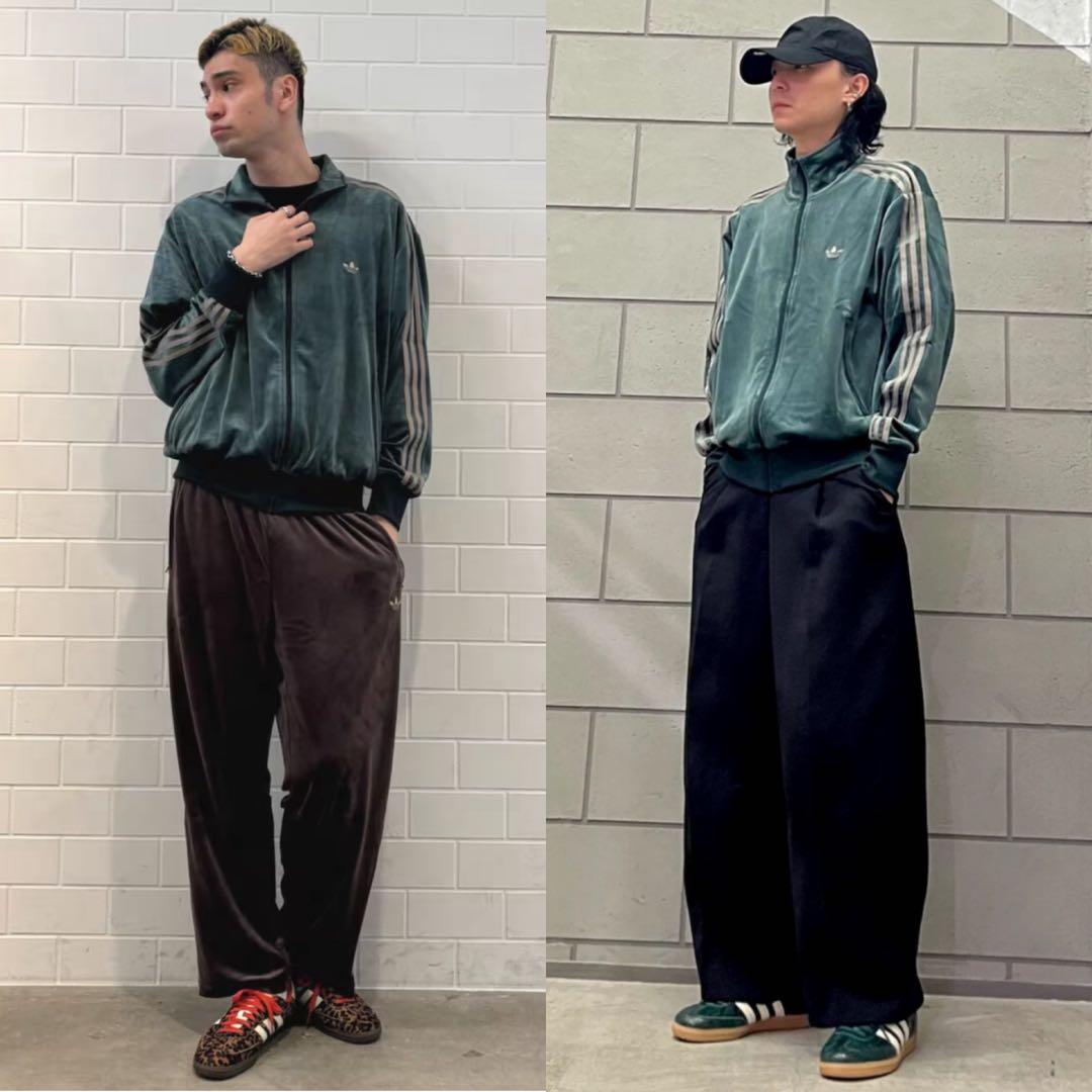 新品M⭐️adidas ファイヤーバード ベロア トラックトップ グリーン