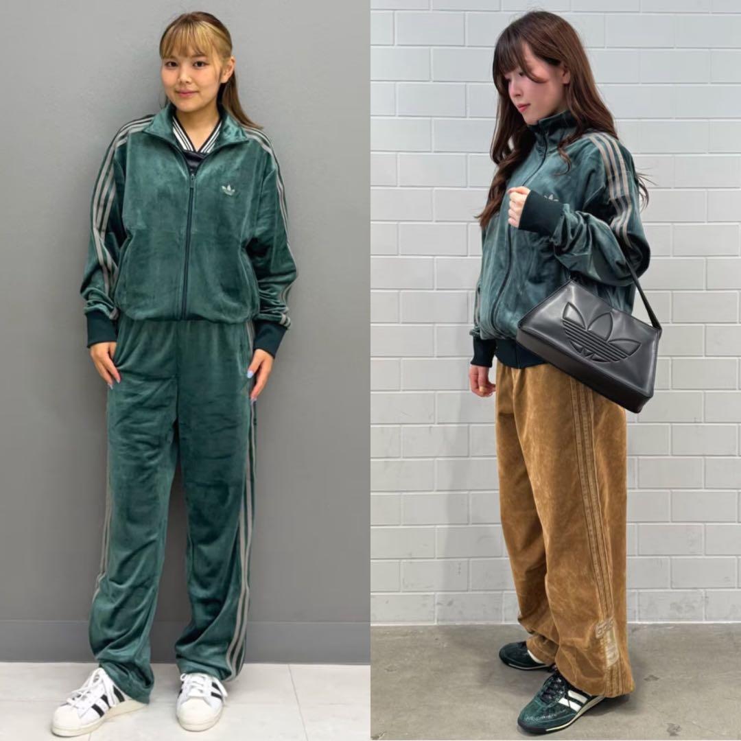 新品M⭐️adidas ファイヤーバード ベロア トラックトップ グリーン