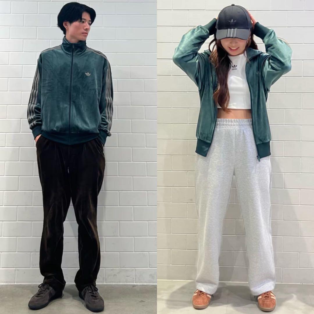 新品M⭐️adidas ファイヤーバード ベロア トラックトップ グリーン