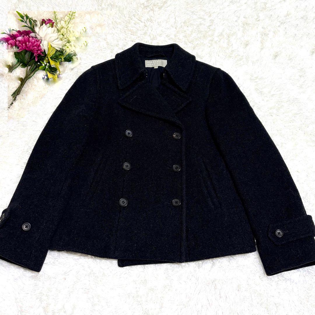 ✨極美品✨ マーガレットハウエル カシミヤ ピーコート 2 ブラック 定番品 黒