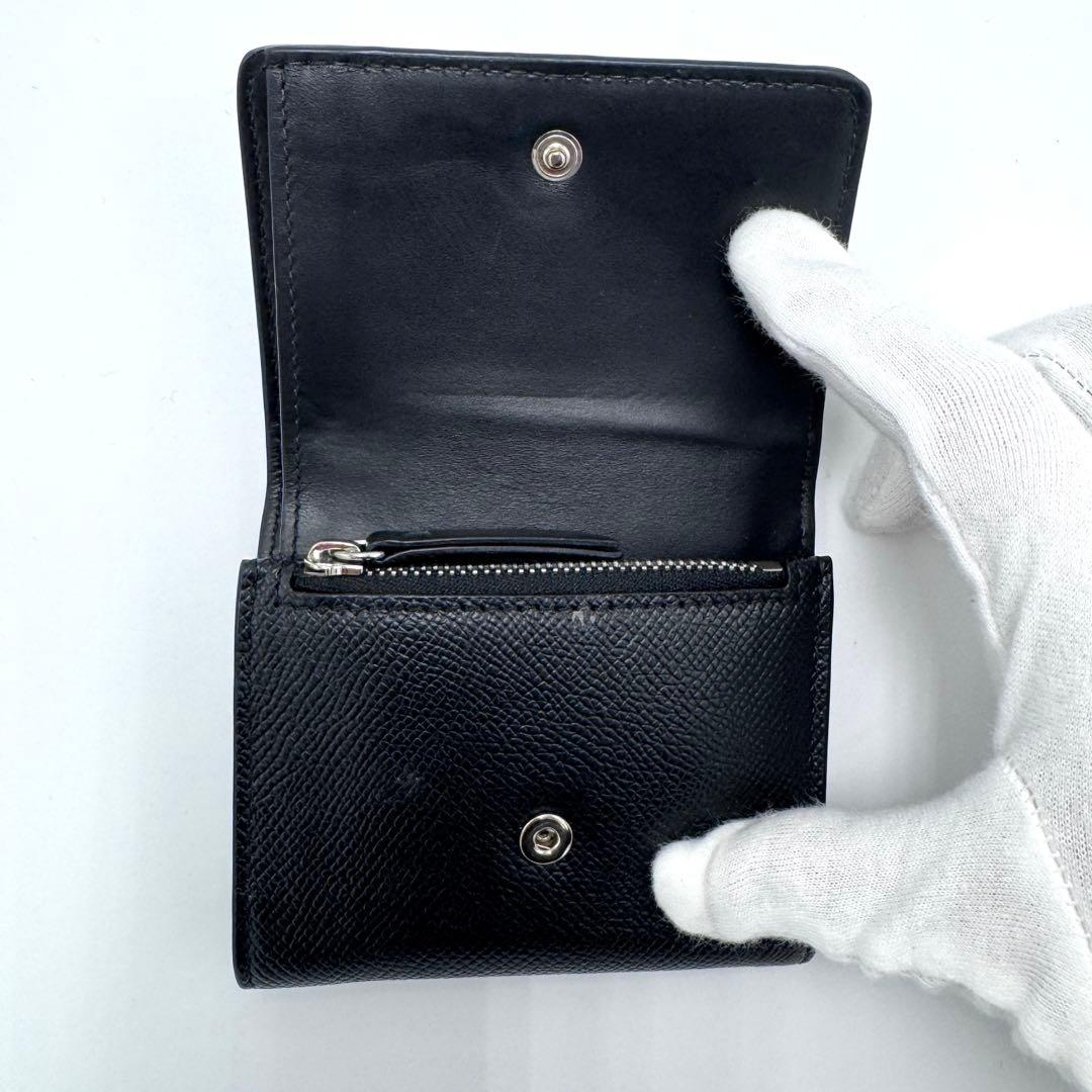 【美品】メゾンマルジェラ 4ステッチ 三つ折り財布 ブラック トライフォールド