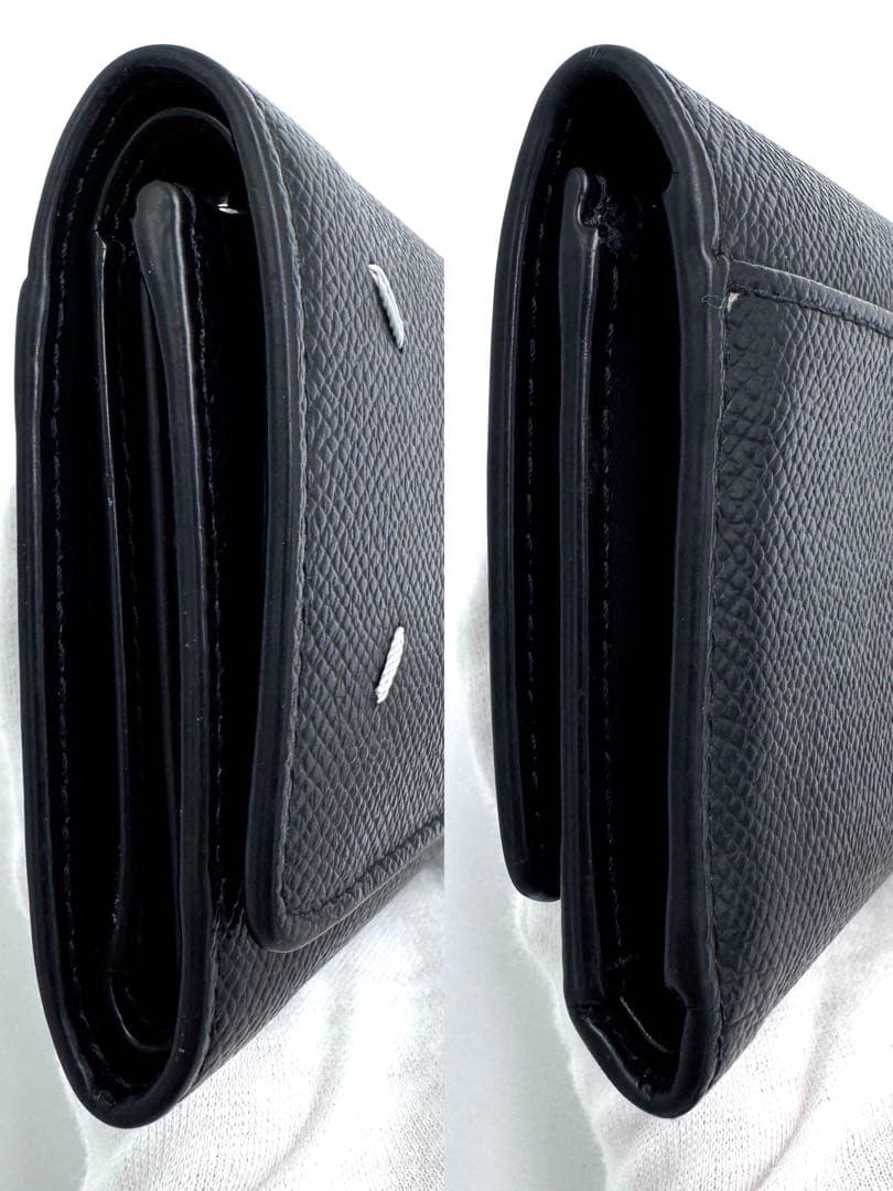 【美品】メゾンマルジェラ 4ステッチ 三つ折り財布 ブラック トライフォールド