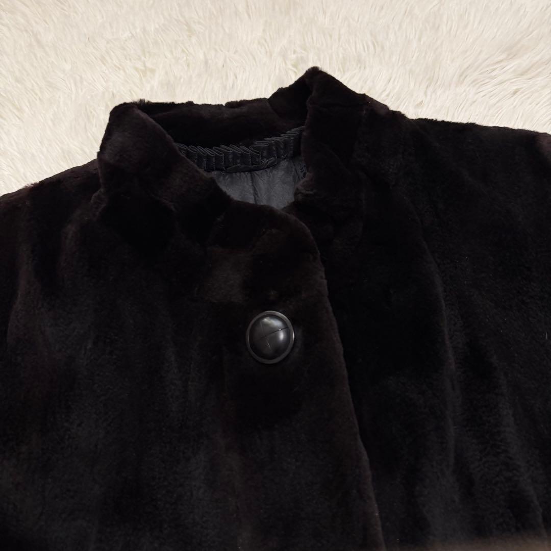 美品　エンバ　シェアードミンク　毛皮　ファーコート　総柄裏地　市松模様