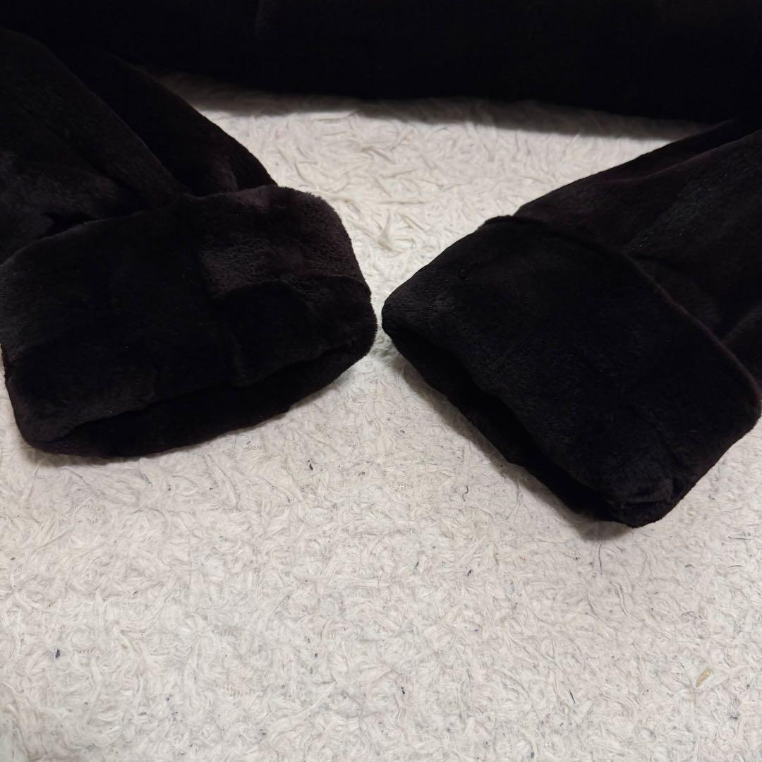 美品　エンバ　シェアードミンク　毛皮　ファーコート　総柄裏地　市松模様