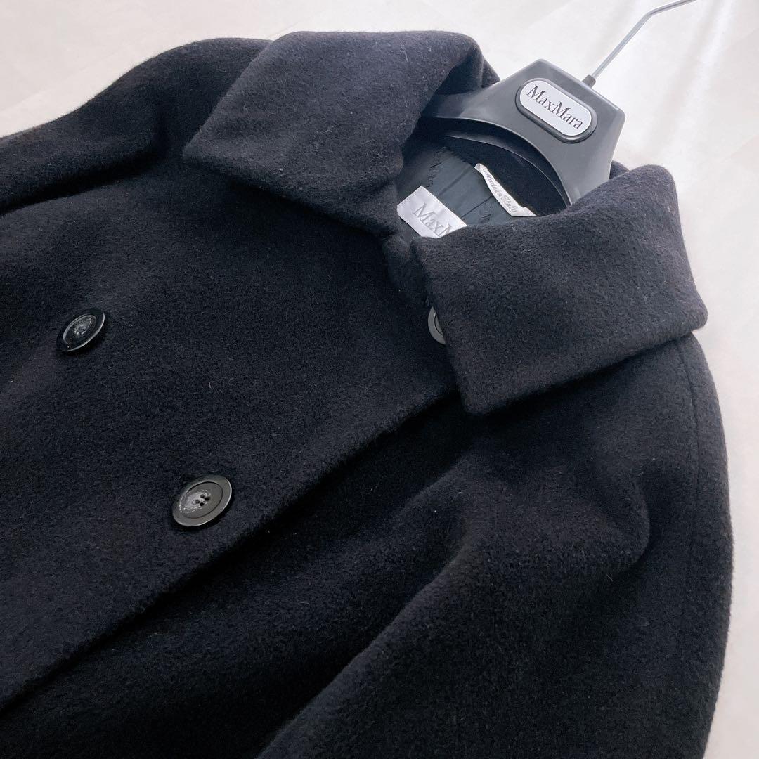 美品✨マックスマーラ 白タグ ダブルブレスト チェスターコート カシミヤ混 38