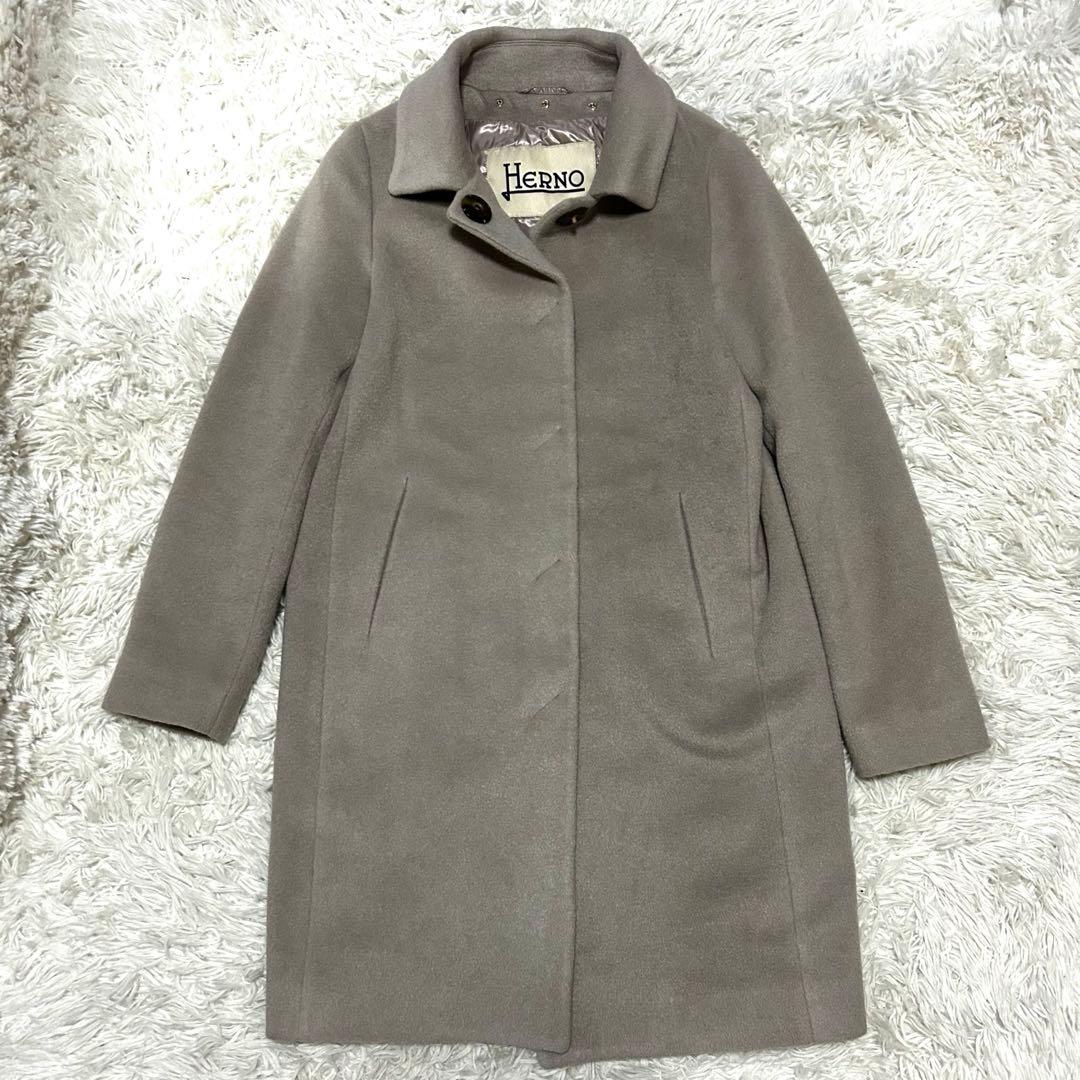 HERNO ヘルノ　ダウン　アンゴラ シルク　ウールコート　襟取外し　2way