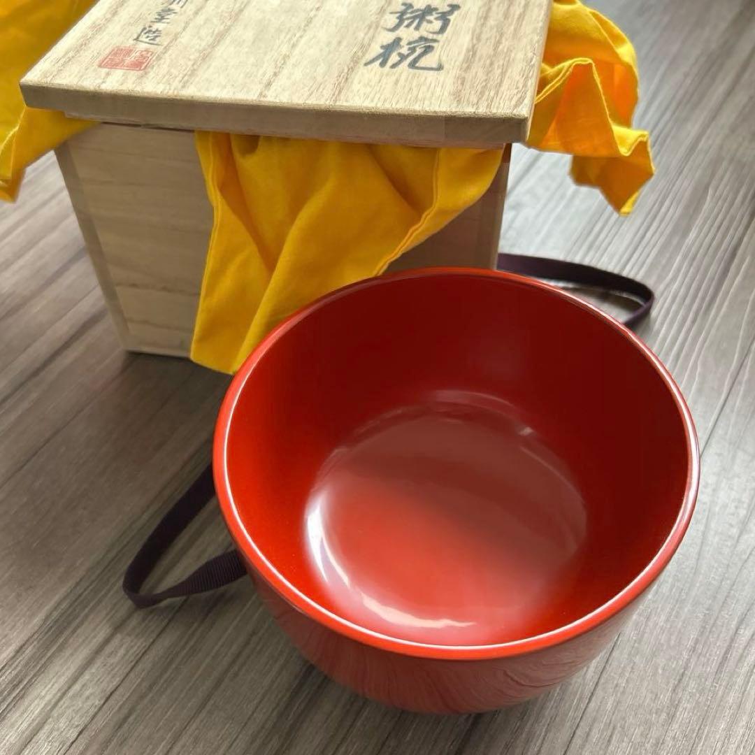 【空飛ぶカエル 輪島塗　粥椀　大向高州堂　塗師　富三