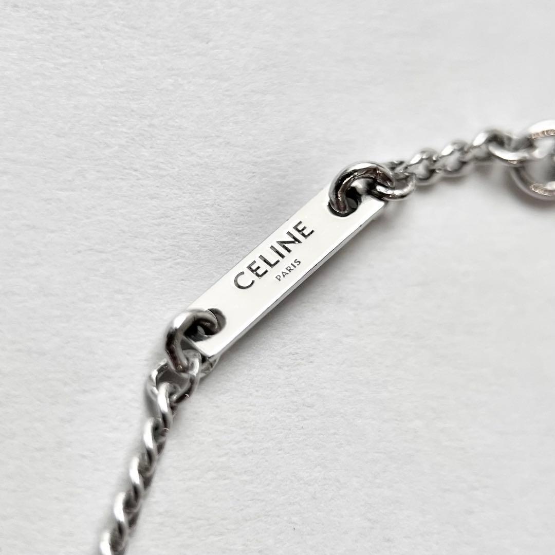 現行モデル 美品 セリーヌ トリオンフ ラインストーン ネックレス シルバー