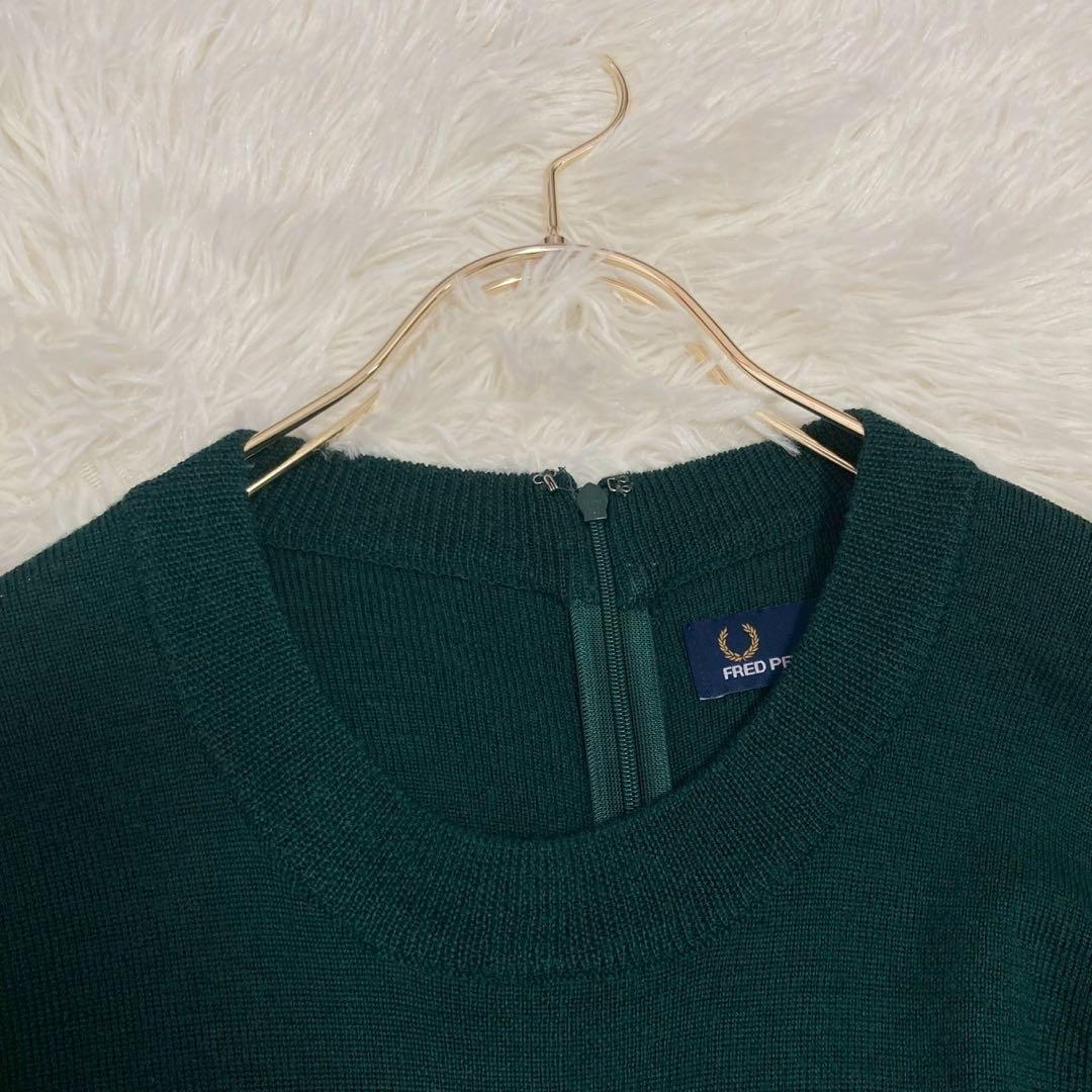 FRED PERRY ニットワンピース グリーン 8 キレイめ フレア オシャレ