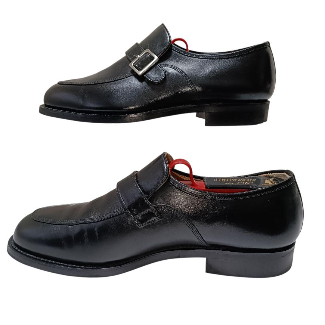 スコッチグレイン　U　モンク　ビジネス　ストラップ　黒　24.5㎝　EEE