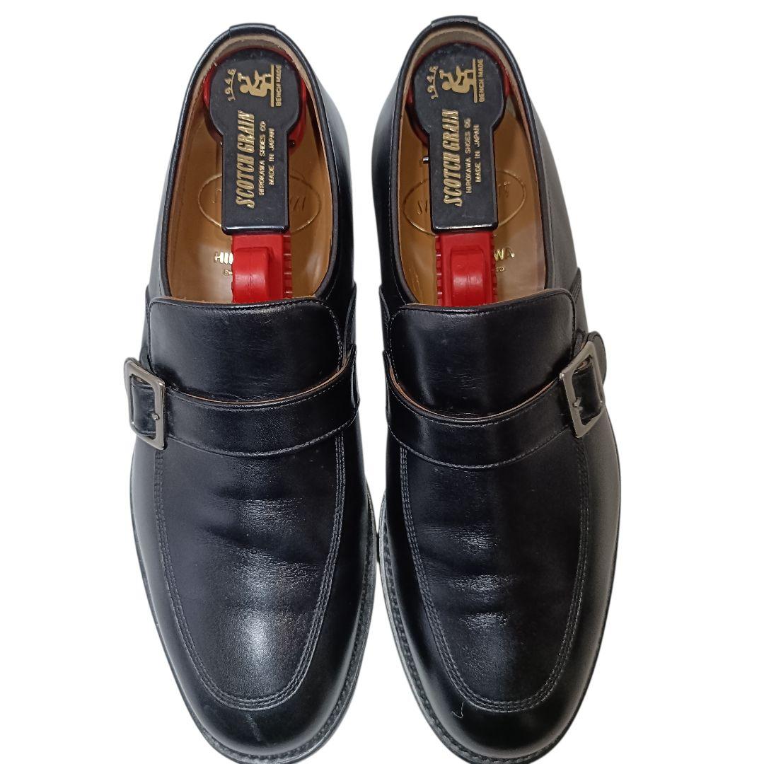 スコッチグレイン　U　モンク　ビジネス　ストラップ　黒　24.5㎝　EEE