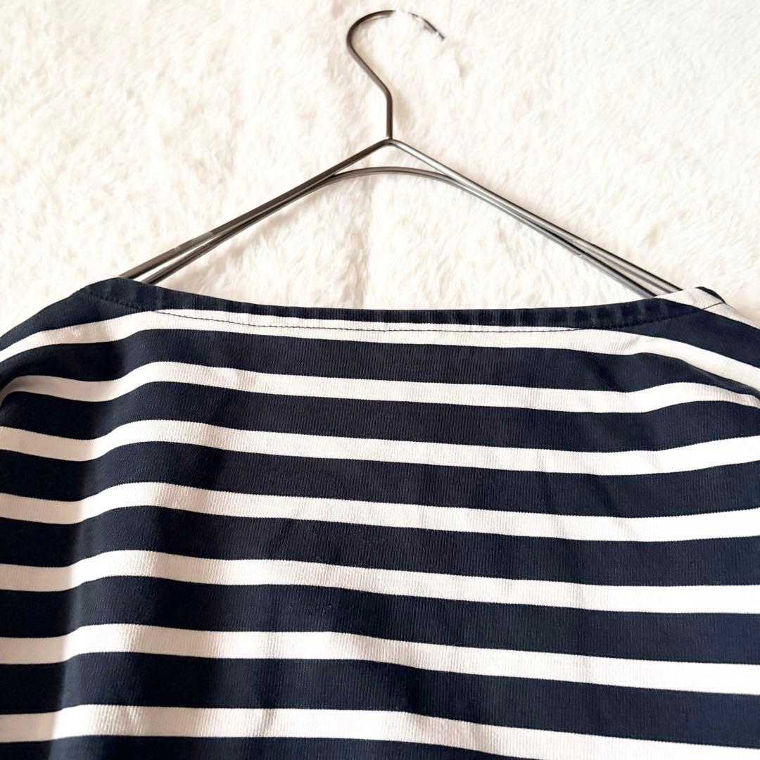 6088 【美品】 ビアズリー 裾レースカットソー ボーダー 調節リボン付き