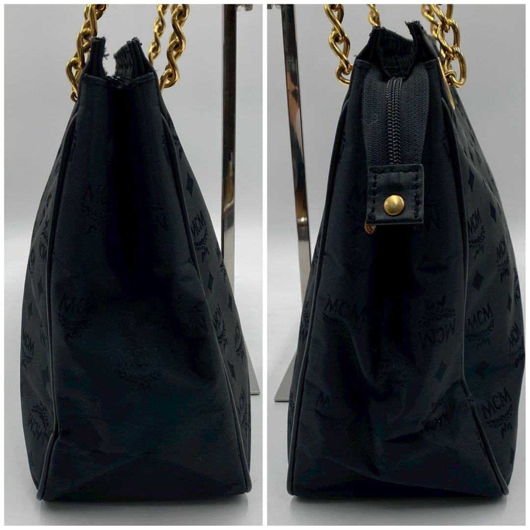 MCM エムシーエム トートバッグ モノグラム ヴィセトス柄 チェーン A4 黒