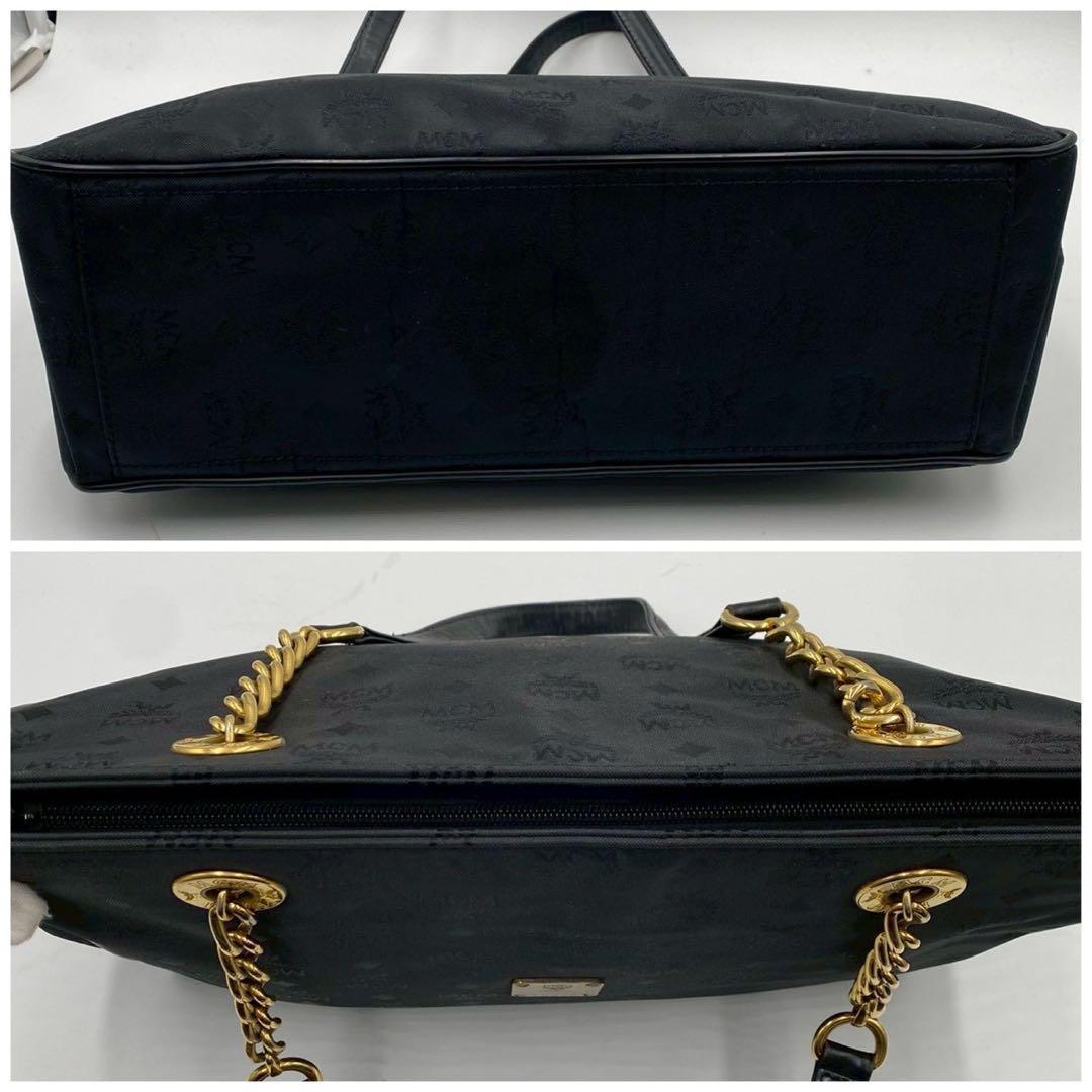 MCM エムシーエム トートバッグ モノグラム ヴィセトス柄 チェーン A4 黒