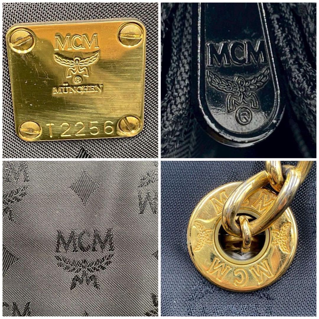 MCM エムシーエム トートバッグ モノグラム ヴィセトス柄 チェーン A4 黒