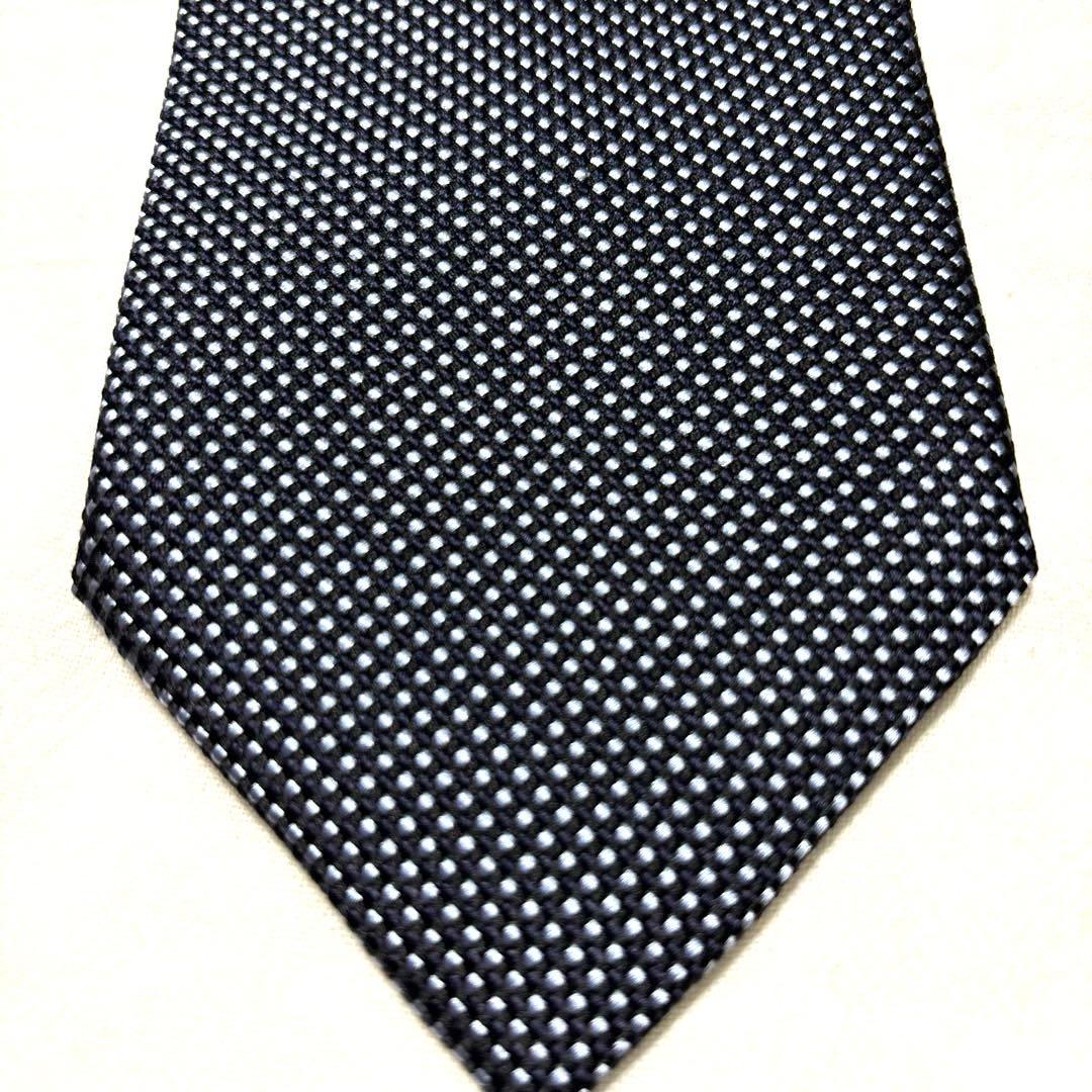 新品タグ付　エルメネジルドゼニア　ネクタイ　ネイビー　無地　ソリッド　ツインタイ