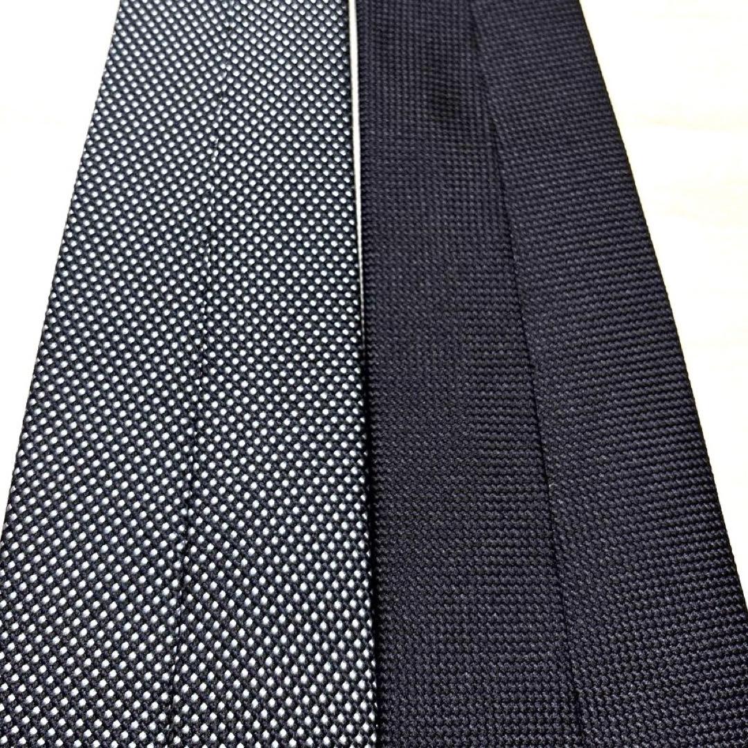 新品タグ付　エルメネジルドゼニア　ネクタイ　ネイビー　無地　ソリッド　ツインタイ