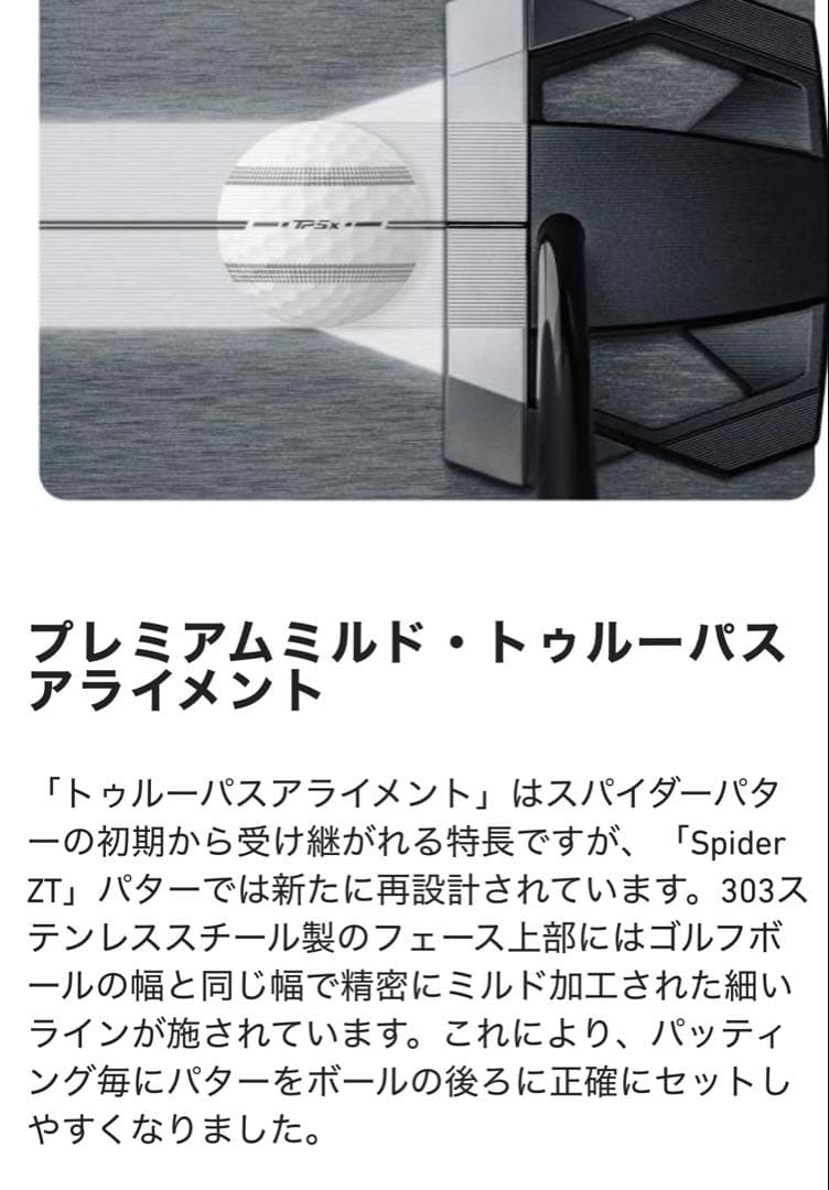 新品 テーラーメイド ゼロトルクパター Spider ZT STANDARD