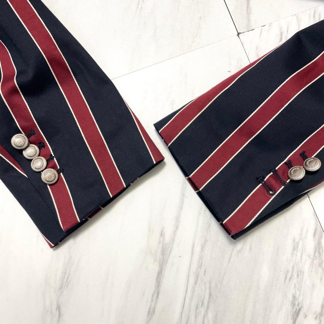 極美品 希少L⭐️フレッドペリー テーラードジャケット 銀ボタン 太ストライプ