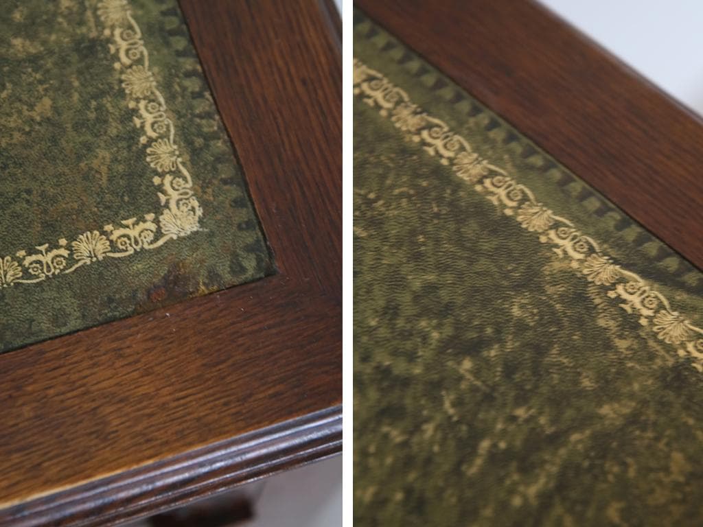 英国アンティーク木製デスク/勉強机/テーブル/飾り棚/オフィス事務(91-57)