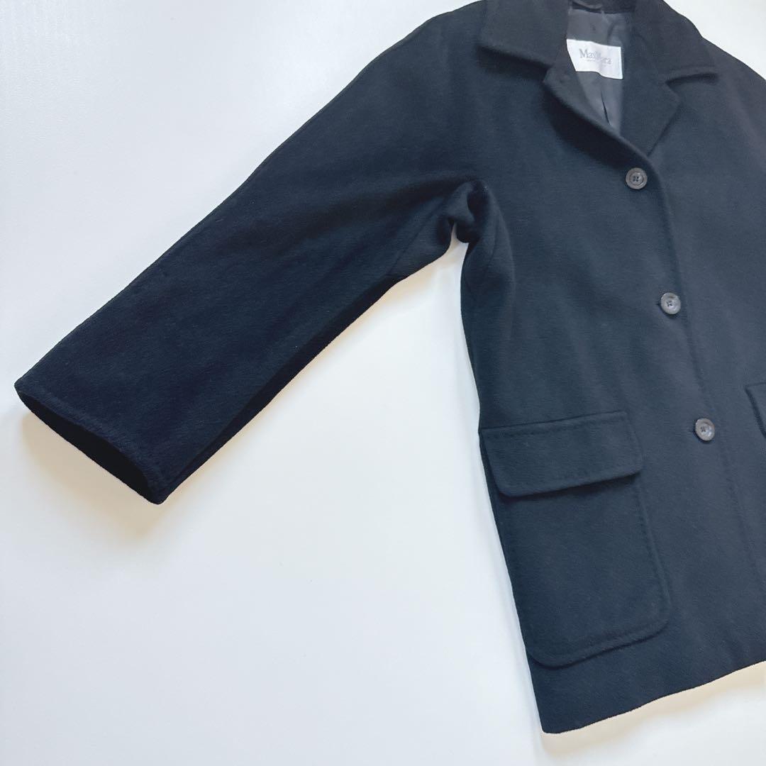 美品 MaxMara 白タグ ウールカシミヤ ステンカラーコート ハーフコート