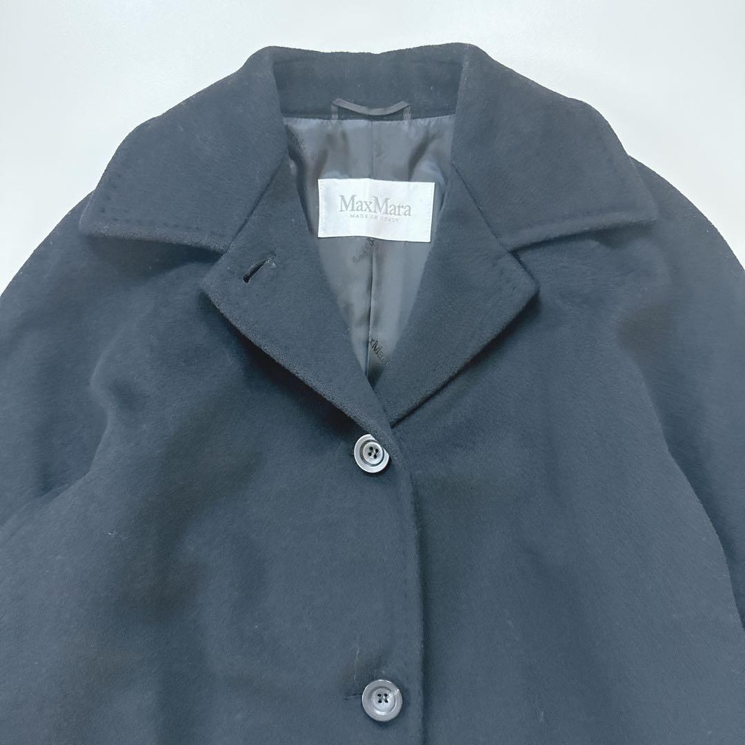 美品 MaxMara 白タグ ウールカシミヤ ステンカラーコート ハーフコート