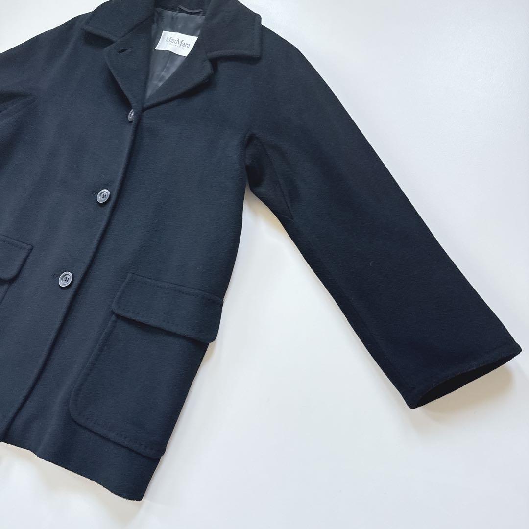美品 MaxMara 白タグ ウールカシミヤ ステンカラーコート ハーフコート