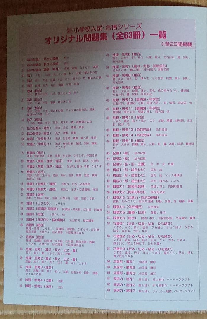 伸芽会　オリジナル問題集　旧版　62冊セット　赤本