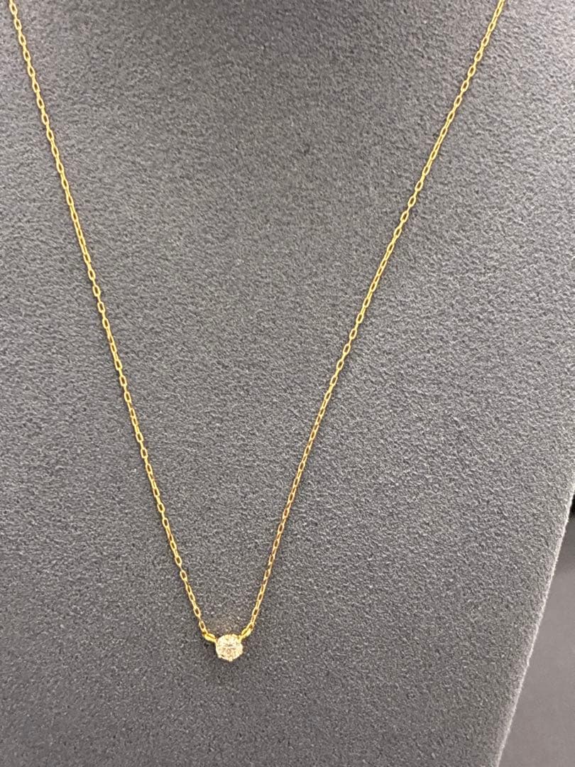 K18 一粒ダイヤ ネックレス｜18金 刻印あり｜約0.8g｜シンプル 華奢