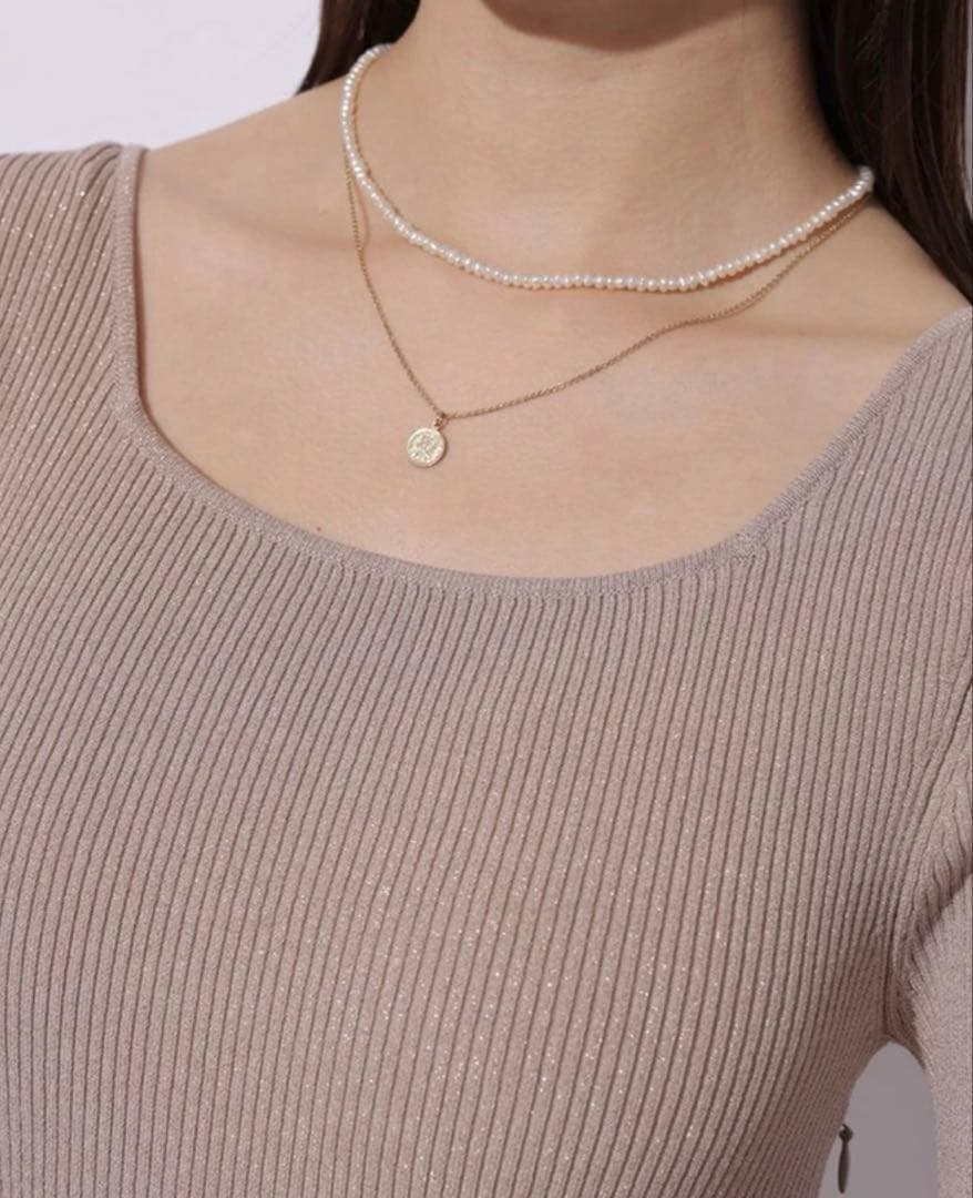 Mystrada プリーツメローラメニットワンピース