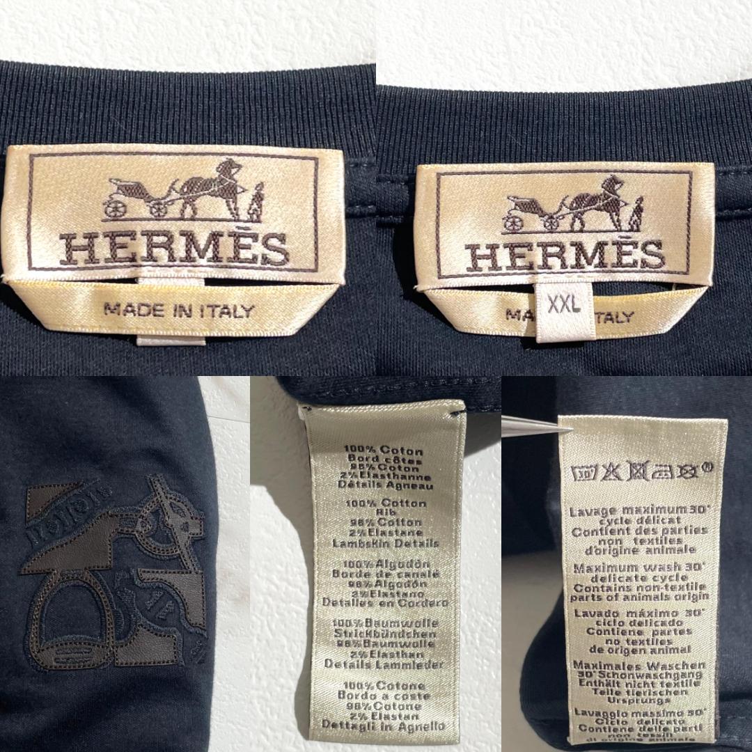 美品　エルメス　マリン　レザー　ミニパッチ　llerie　Tシャツ