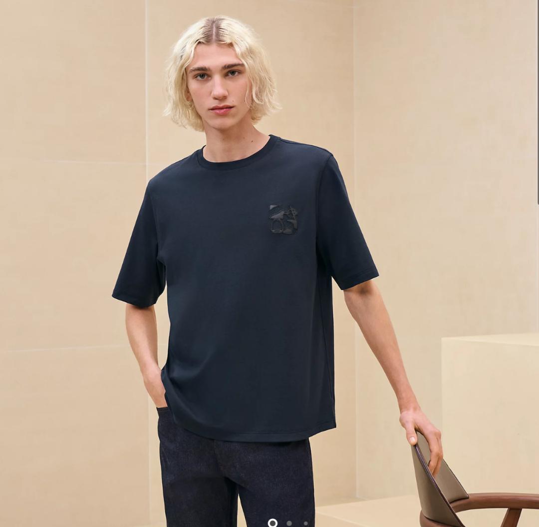 美品　エルメス　マリン　レザー　ミニパッチ　llerie　Tシャツ