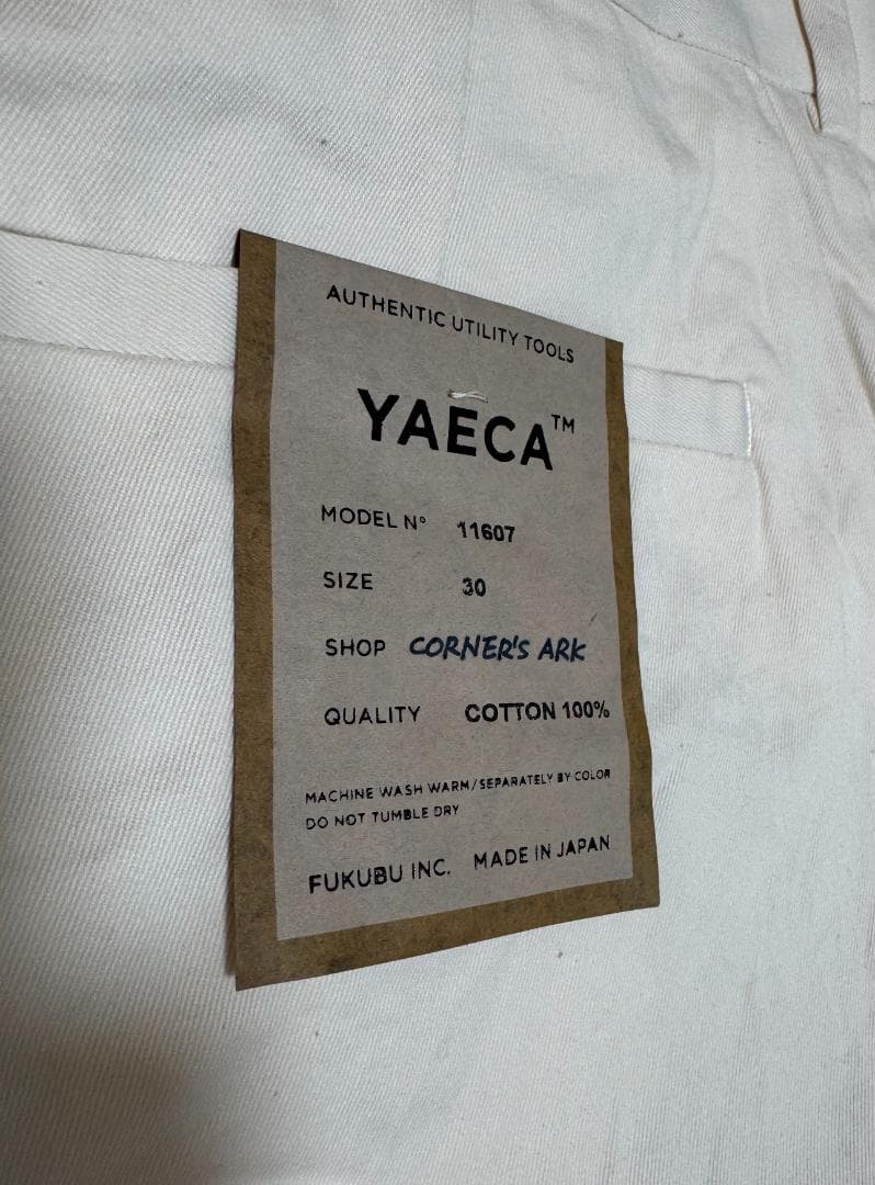 YAECA チノ クリーズド 30inch　ホワイト