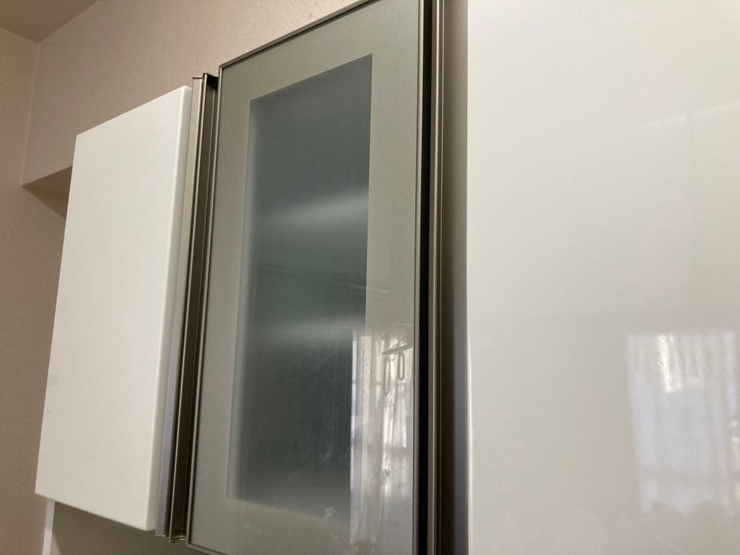 食器棚 キッチンボード 90cm レンジ台 キッチン収納家具 艶あり鏡面ホワイト