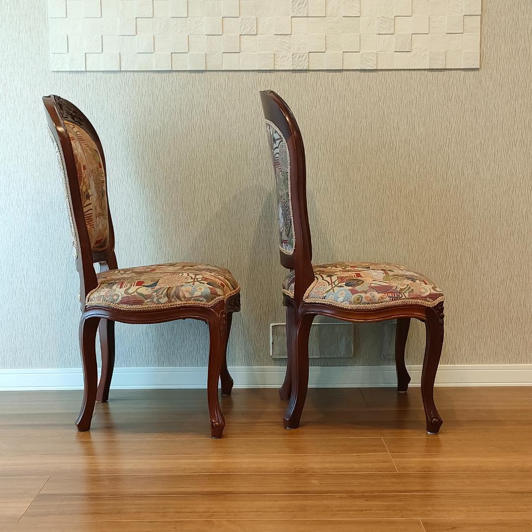 アンティーク　ダイニングチェア　猫脚　ロココ　2脚セット②