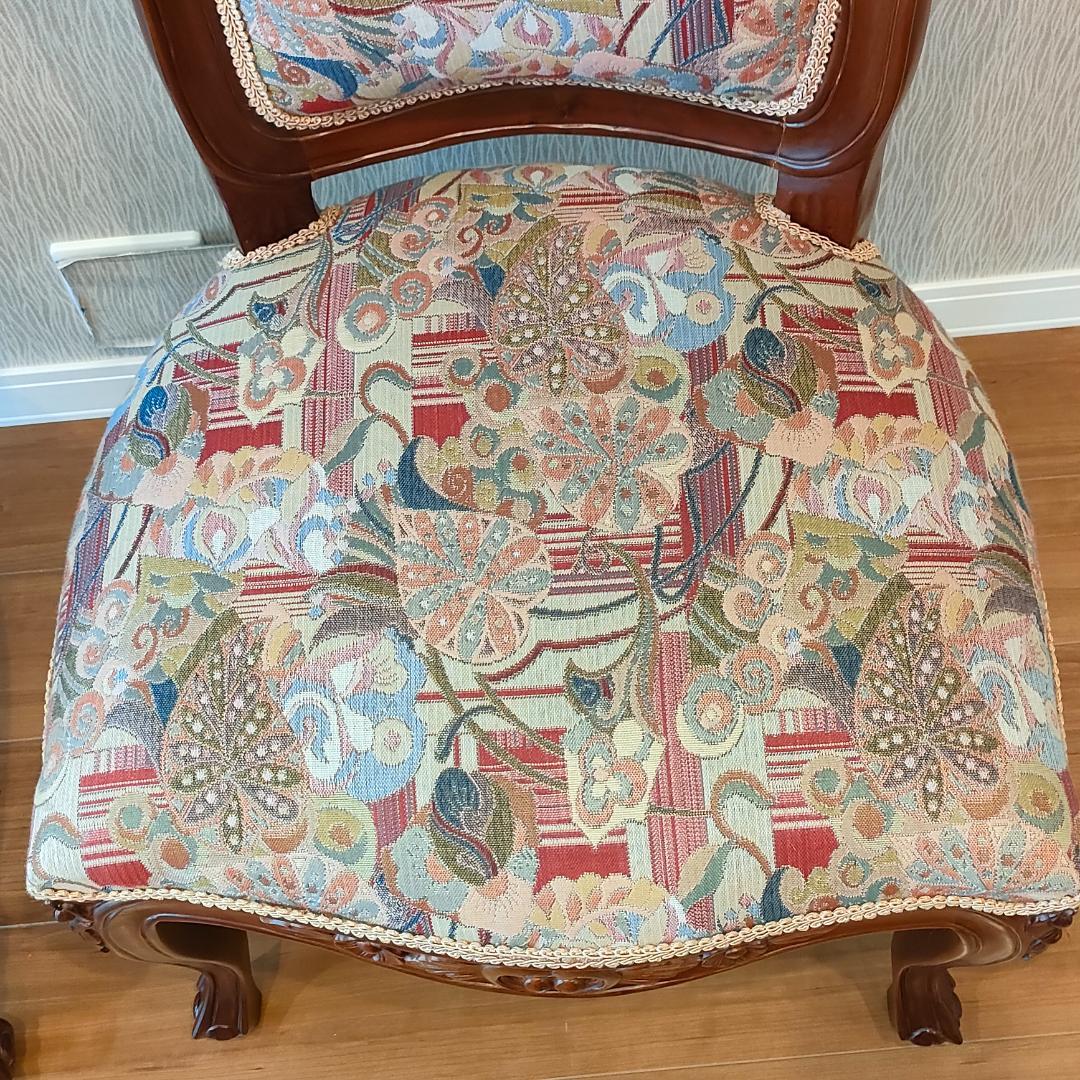 アンティーク　ダイニングチェア　猫脚　ロココ　2脚セット②