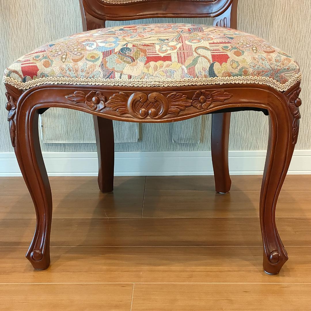 アンティーク　ダイニングチェア　猫脚　ロココ　2脚セット②