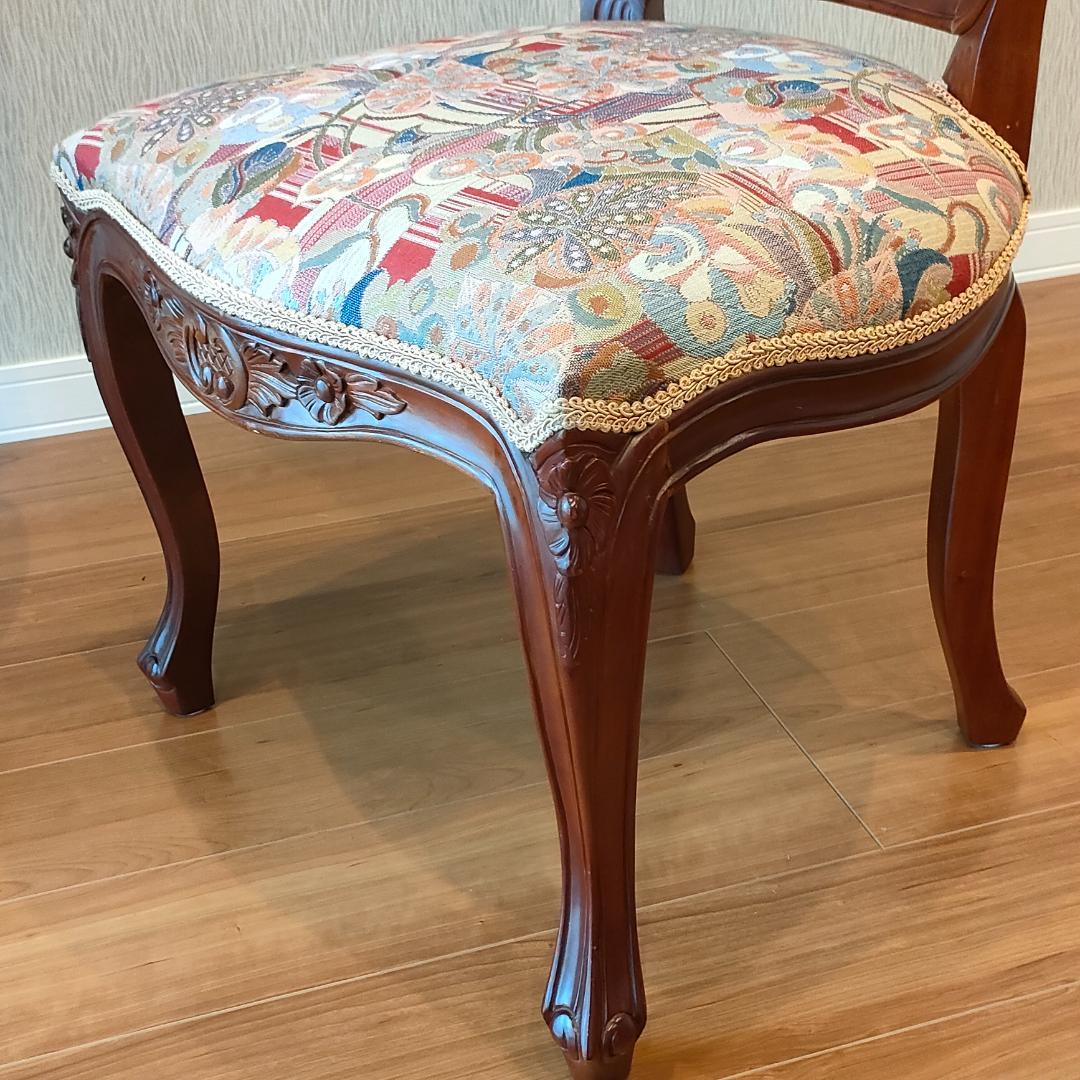 アンティーク　ダイニングチェア　猫脚　ロココ　2脚セット②