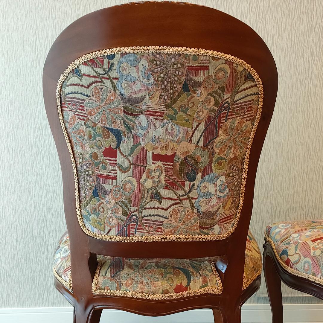 アンティーク　ダイニングチェア　猫脚　ロココ　2脚セット②