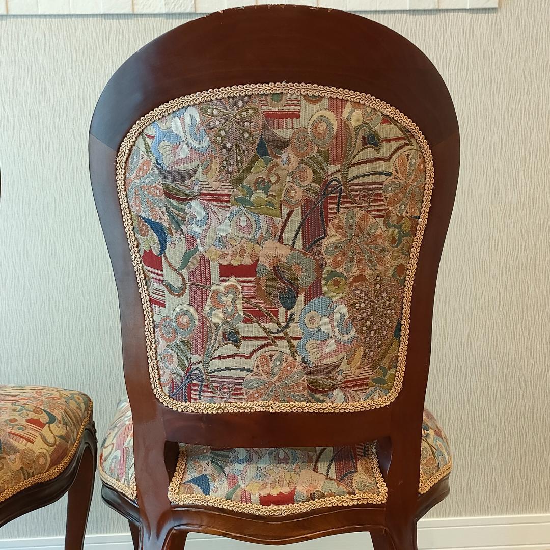 アンティーク　ダイニングチェア　猫脚　ロココ　2脚セット②