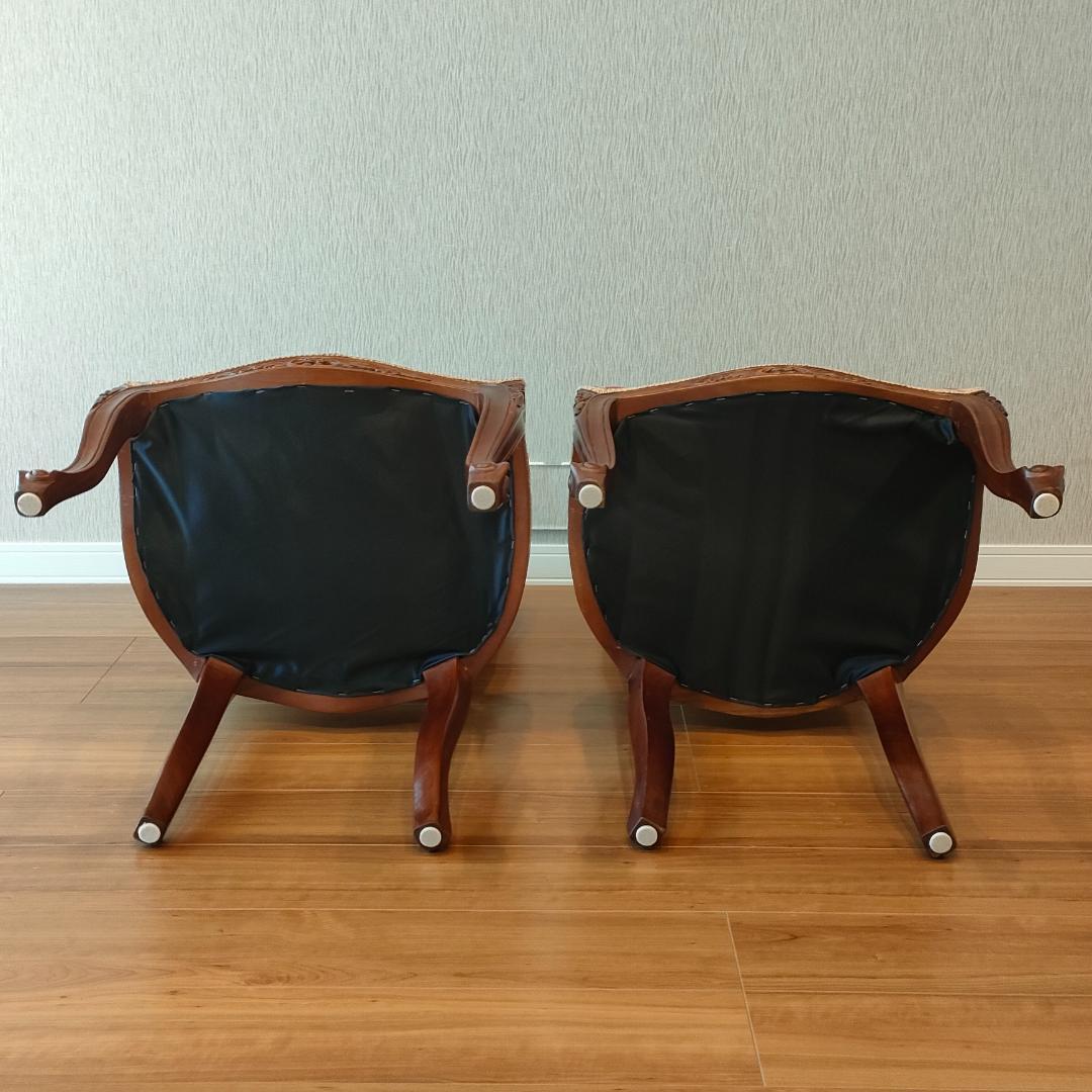 アンティーク　ダイニングチェア　猫脚　ロココ　2脚セット②