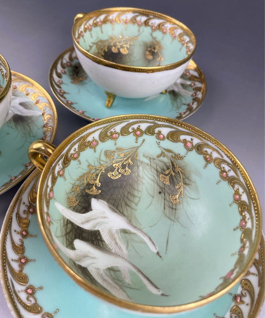 【専用】オールドノリタケ フライングスワン 脚付きティーカップ ソーサー ２客