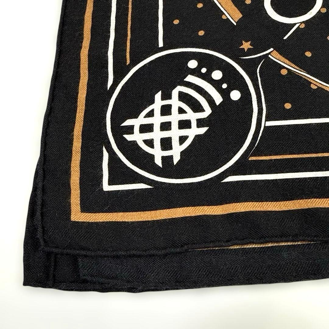 【HERMES】カレジェアン 140 朝の散歩 バンダナ ノアール カシシル 黒