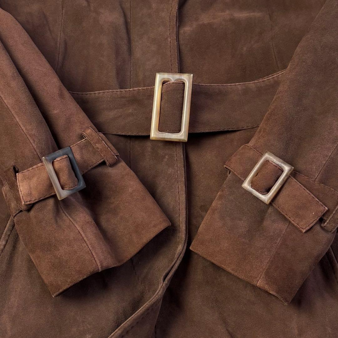 ホメオスタイル スエード トレンチコート ディアスキン 裏地 カシミヤ ベルト