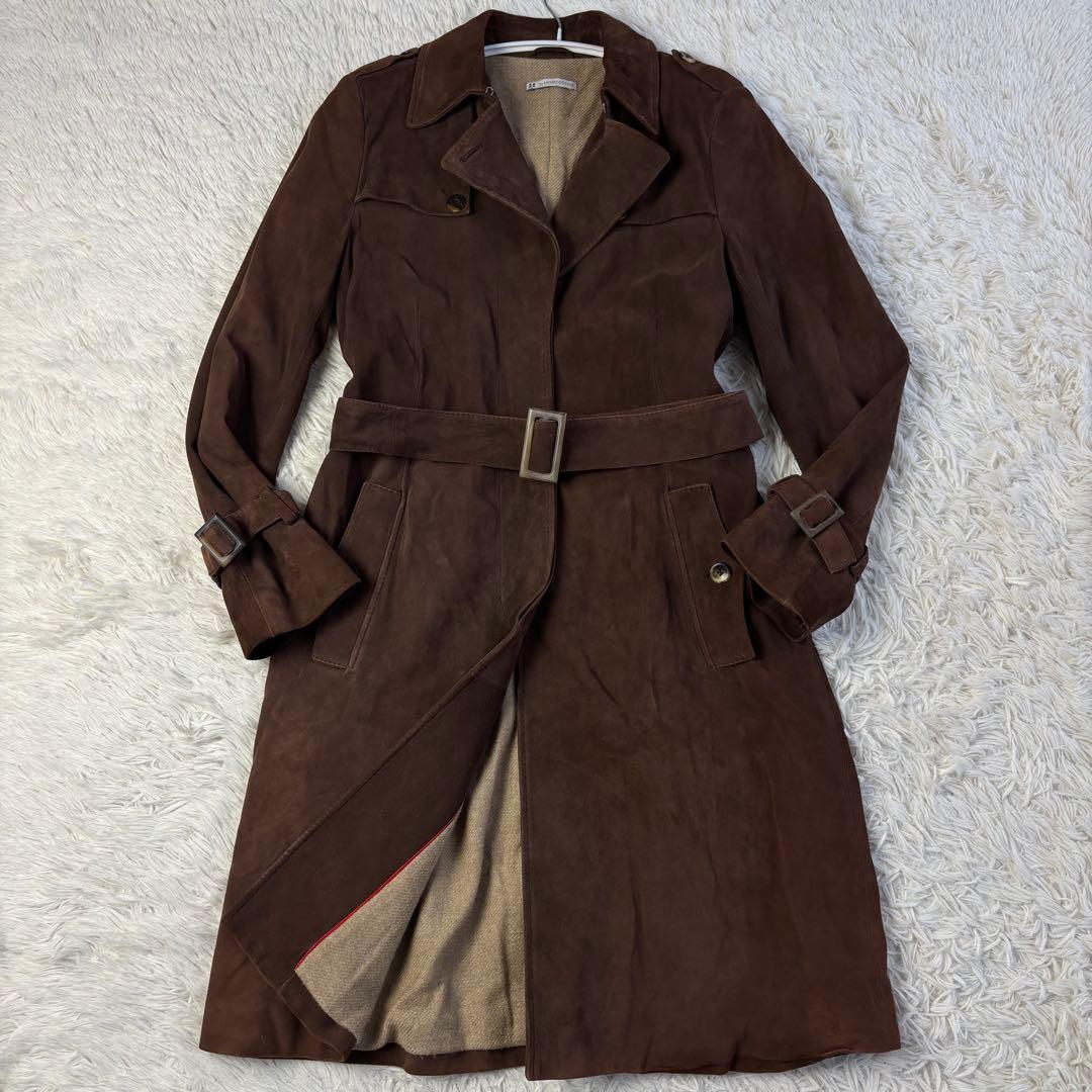 ホメオスタイル スエード トレンチコート ディアスキン 裏地 カシミヤ ベルト