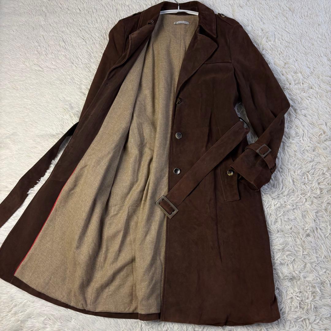 ホメオスタイル スエード トレンチコート ディアスキン 裏地 カシミヤ ベルト