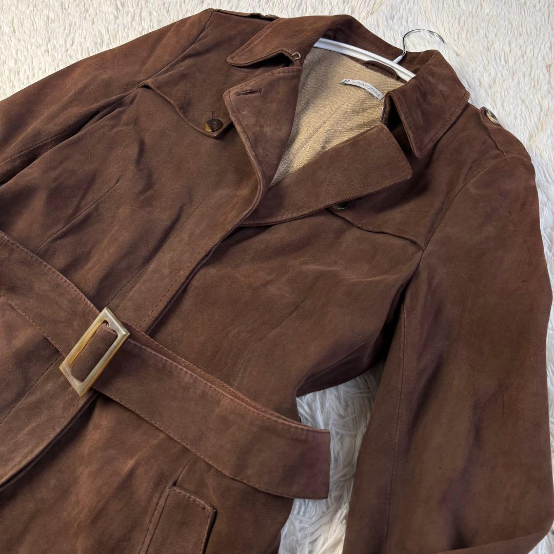 ホメオスタイル スエード トレンチコート ディアスキン 裏地 カシミヤ ベルト