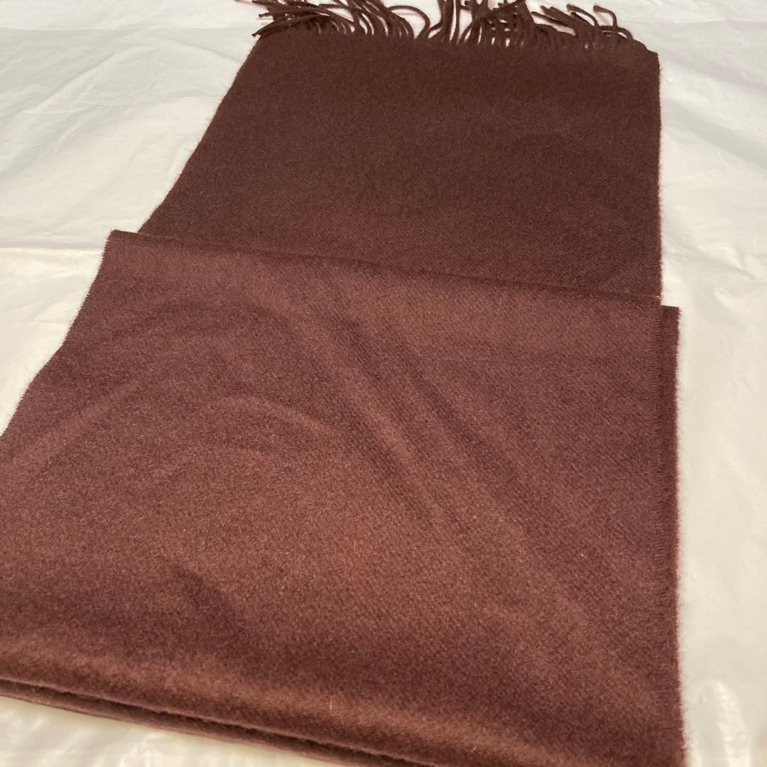 極美品 ジョンストンズ カシミヤ100％ マフラー ダークブラウン 国内正規品