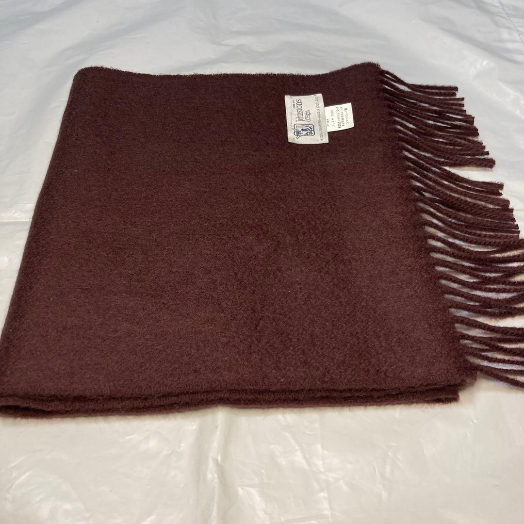 極美品 ジョンストンズ カシミヤ100％ マフラー ダークブラウン 国内正規品